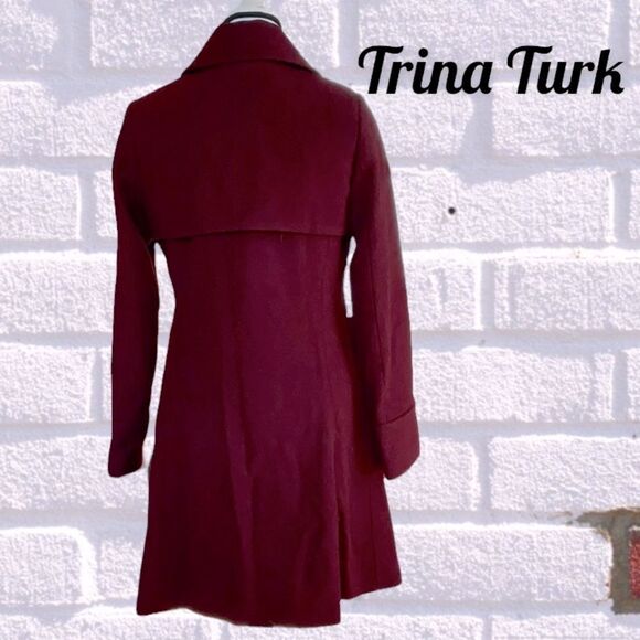 TRINA TURK NWT WOMENS HOPE BUTTON WOOL BLEND COAT JACKET OXBLOOD COLOR SIZE 4 - Picture 5 of 7